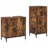 vidaXL Ba&eth;herbergismublasett 2 pcs Rau&eth;-eik Sni&eth;in vi&eth;ur og m&aacute;lmur