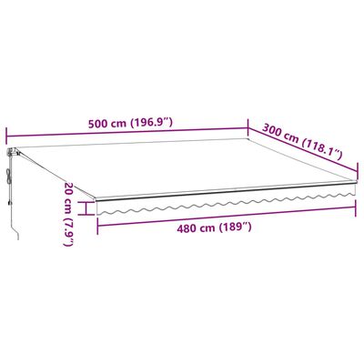 vidaXL Útdraganlegt Skyggni með LEDs Reykgrátt og Hvítt 500x300 cm