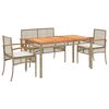 vidaXL 4 Hluta Gar&eth;bor&eth;stofusett me&eth; Sessum Drappa&eth; P&oacute;l&yacute;rattan