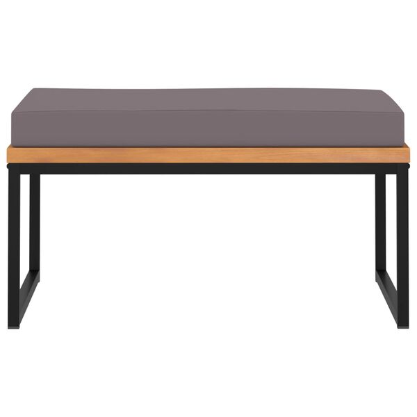 vidaXL Fótaskemill með Sessu 66x66x36 cm Gegnheill Akasíuviður Dökkgrátt