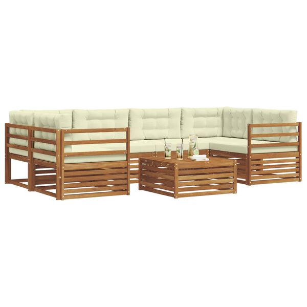 vidaXL &Uacute;ti s&oacute;fasett me&eth; p&uacute;&eth;i 7 pcs N&aacute;tt&uacute;rulegt og Krem