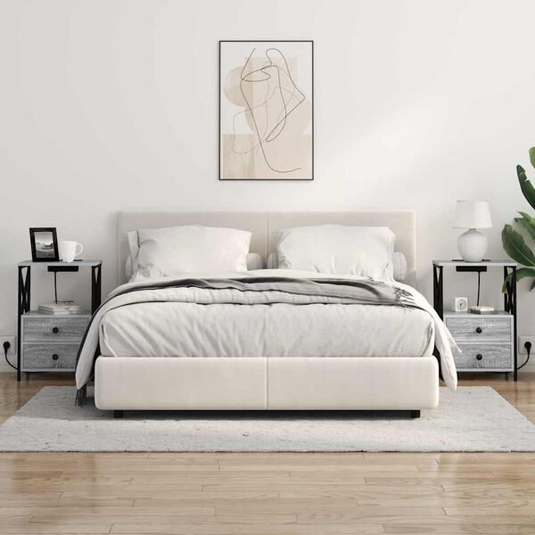 vidaXL Noat&ouml;flu sk&aacute;pur Gr&aacute;r Sonoma 40 x 31 x 60 cm Samsettur vi&eth;ur