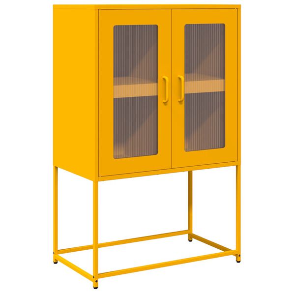 vidaXL Highboard Mustard Yellow 68x39x107 cm Stál
