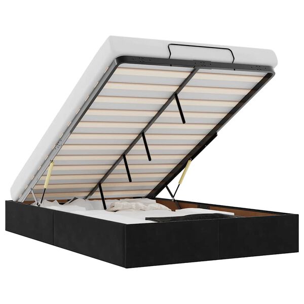 vidaXL Ottoman r&uacute;mgrind Engin d&yacute;na Svartur tv&ouml;faldur flauel