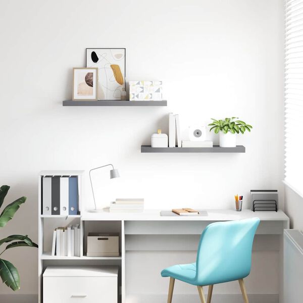 vidaXL Flj&oacute;tandi Vegghillur 2 stk. Gr&aacute;ar 80x23,5x3,8 cm MDF