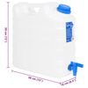 vidaXL Vatnsílát með Krana 15 L Gegnsætt Plast