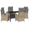 vidaXL Gar&eth;ur bor&eth;sett me&eth; p&uacute;&eth;i 5 pcs Drapplita&eth;ur p&oacute;l&yacute;rattan