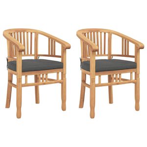 vidaXL Stóll með púði 2 pcs Brúnn 63 x 58 x 89 cm Solid teak viður