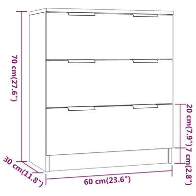 vidaXL Skenkur Sonoma Eik 60x30x70 cm Samsettur Viður