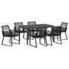 vidaXL Gar&eth;ur bor&eth;sett 7 pcs Svartur p&oacute;l&yacute;rattan