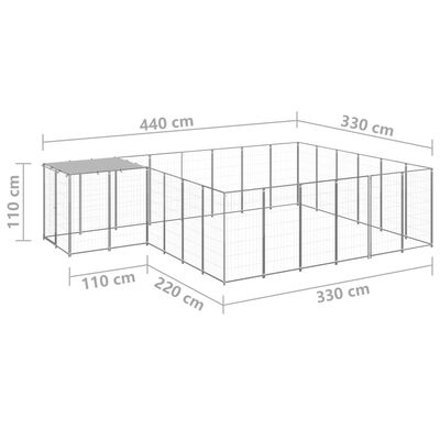 vidaXL Hundabyrgi Silver 12,1 m² Stál