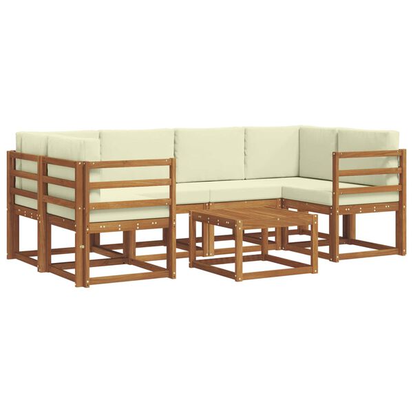 vidaXL &Uacute;ti s&oacute;fasett me&eth; p&uacute;&eth;i 7 pcs N&aacute;tt&uacute;rulegt og Krem