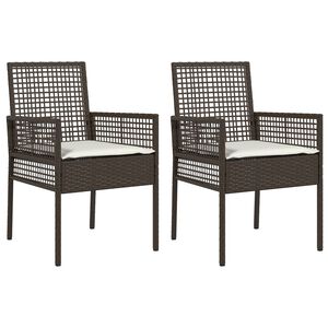 vidaXL Gar&eth;st&oacute;ll me&eth; p&uacute;&eth;i 2 pcs Br&uacute;nn 55 x 53 x 85 cm p&oacute;l&yacute;rattan
