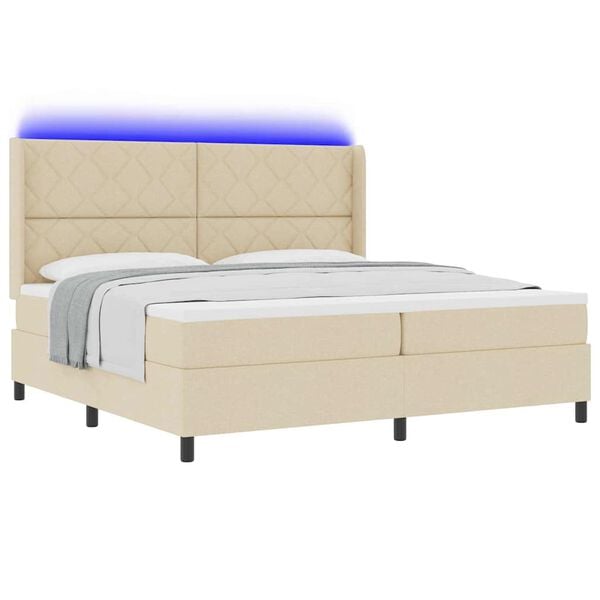 vidaXL LED Box Spring R&uacute;m me&eth; d&yacute;nu Rj&oacute;malitur 200 x 200 cm d&uacute;kur