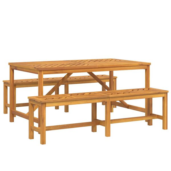 vidaXL Garður borðsett 3 pcs Brúnn Gegnheill akasíuviður