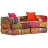 244977 vidaXL 2-Seater Modular Pouffe Patchwork Fabric