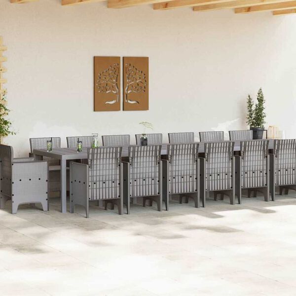 vidaXL Gar&eth;adining sett me&eth; p&uacute;&eth;um me&eth; p&uacute;&eth;i 17 pcs Lj&oacute;sgr&aacute;r PP