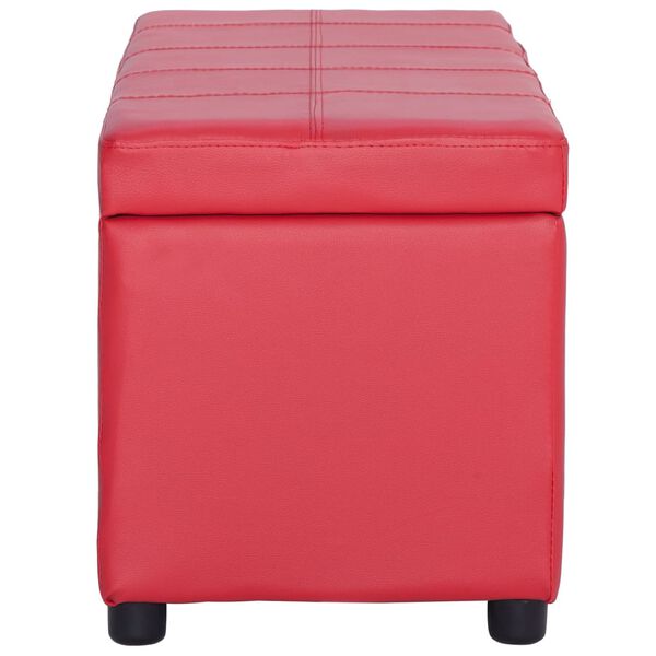 vidaXL Bekkur me&eth; Geymsluh&oacute;lfi 116 cm Rau&eth;ur Le&eth;url&iacute;ki