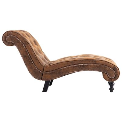 248607 vidaXL Chaise Lounge Brown Faux Suede Leather