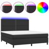 vidaXL H&oacute;lfa&eth; Springr&uacute;m me&eth; D&yacute;nu&LED Sv&ouml;rt 180x200 cm Gervile&eth;ur
