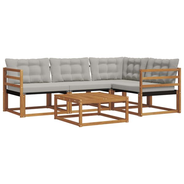 vidaXL &Uacute;ti s&oacute;fasett me&eth; p&uacute;&eth;i 5 pcs N&aacute;tt&uacute;rulegt og Lj&oacute;st Gr&aacute;tt