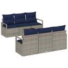 vidaXL S&oacute;fasett me&eth; p&uacute;&eth;i 7 pcs Gr&aacute;tt og sj&aacute;vargull p&oacute;l&yacute;rattan