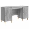 vidaXL Skrifbor&eth; me&eth; hillu Gr&aacute;r Sonoma eikarlitur 142,5 x 50 x 75 cm