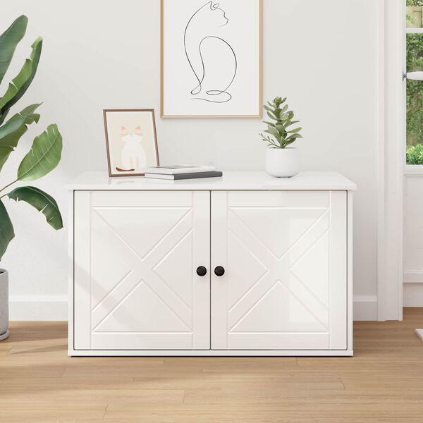 vidaXL Katta h&uacute;s Glansandi Hv&iacute;tur 85 x 55 x 50 cm Samsettur vi&eth;ur