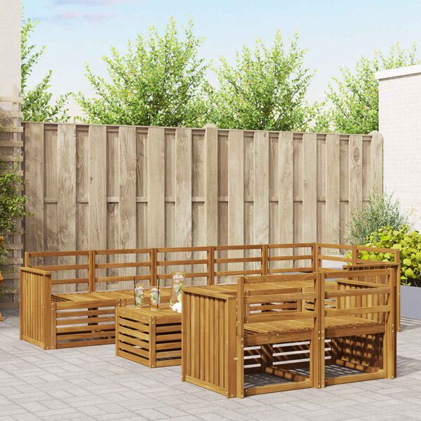 vidaXL S&oacute;fasett 9 pcs N&aacute;tt&uacute;rulegur Hrein akas&iacute;utr&eacute;