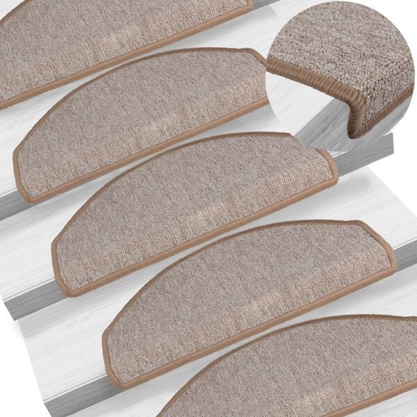 vidaXL Stigamottur 15 stk 65x24x4 cm lj&oacute;sbr&uacute;nar h&aacute;lfhringlaga st&oacute;rar