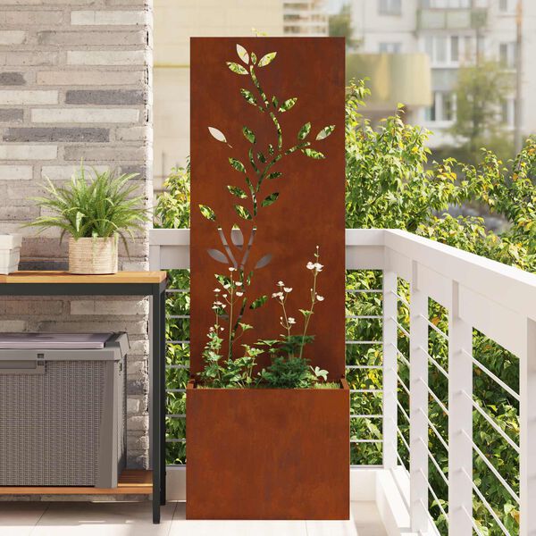 vidaXL Gar&eth;s b&uacute;na&eth; skj&aacute;r Bl&oacute;m Rusty 50 x 140 cm Ve&eth;ra&eth; st&aacute;l