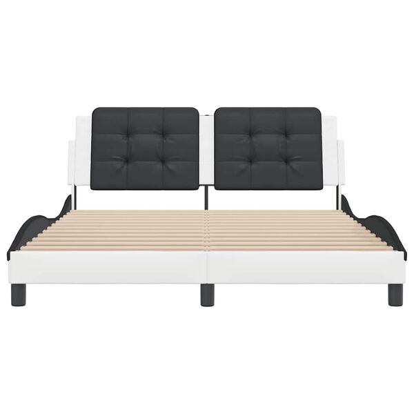 vidaXL R&uacute;mgrind &aacute;n D&yacute;nu Zadar Hv&iacute;tt og Svart 160x200 cm Gervile&eth;ur