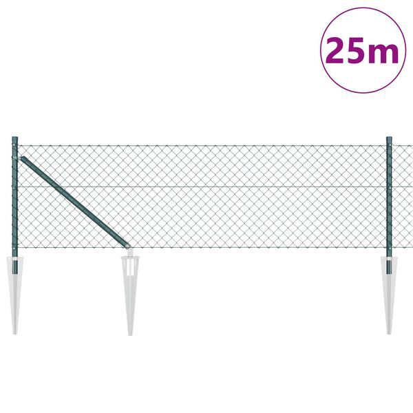 vidaXL Gir&eth;ingarp&oacute;stur Gr&aelig;nn 25 x 0,4 m (40 x 40 mm v&ouml;tn) St&aacute;l og PVC