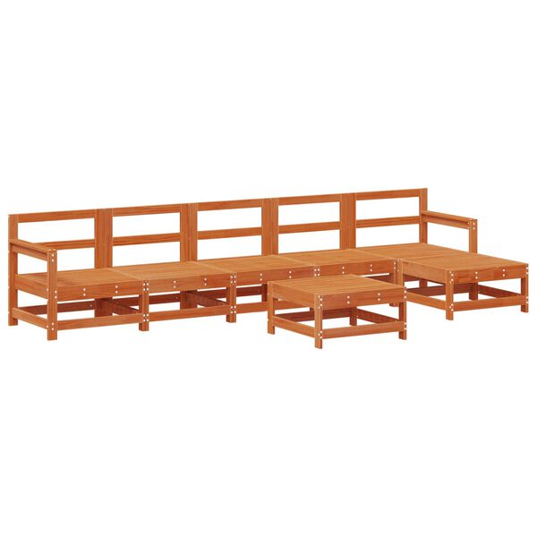 vidaXL Gar&eth;setustofa 7 pcs VaxBr&uacute;nn Mass&iacute;ft furuvi&eth;