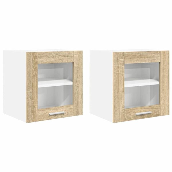 vidaXL Vegghengdur sk&aacute;pur me&eth; geymslu 2 pcs Sonoma Eik 40 x 31 x 40 cm