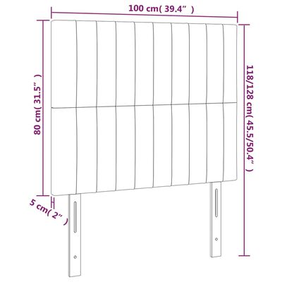 vidaXL Höfðagaflar 2 stk. 100x5x78/88 cm Ljósgrátt Flauel