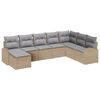 vidaXL S&oacute;fasett me&eth; p&uacute;&eth;i 8 pcs Beige og lj&oacute;s gr&aacute;tt p&oacute;l&yacute;rattan