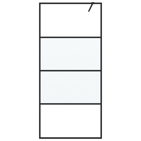 vidaXL Opinn Sturtuveggur Svartur 90x195 cm H&aacute;lfmatt Hert Gler