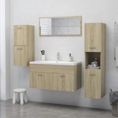 805000 vidaXL Bathroom Cabinet Sonoma Oak 30x30x130 cm Chipboard