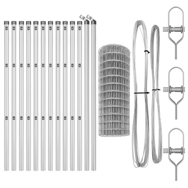vidaXL Gir&eth;ing me&eth; p&oacute;st Silfur 0,6 x 25 m St&aacute;l og PVC