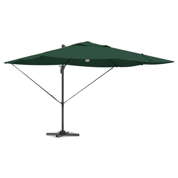 vidaXL Cantilever Roma Parasol Grænt og svart 352 x 251 x 265 cm