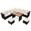 vidaXL 7 stk Gar&eth;h&uacute;sgagnasett me&eth; S&aelig;tisp&uacute;&eth;um Polyrattan Svart
