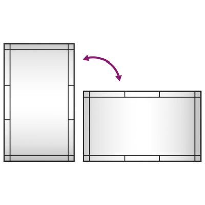 vidaXL Veggspegill Svartur 60x100 cm Rétthyrningur Járn