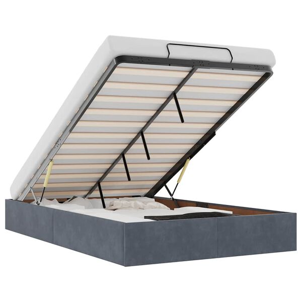 vidaXL Ottoman r&uacute;mgrind Engin d&yacute;na Dark Grey Double Velvet