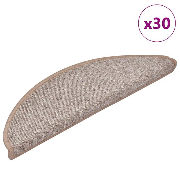 vidaXL Stigamottur 30 stk 56x17x3 cm lj&oacute;sbr&uacute;nar h&aacute;lfhringlaga