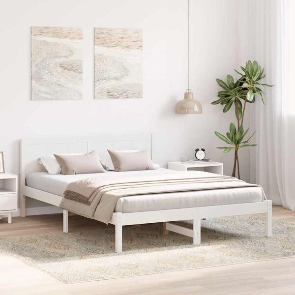 vidaXL Ramsvík Hvítt 140 x 200 cm Gegnheil fura