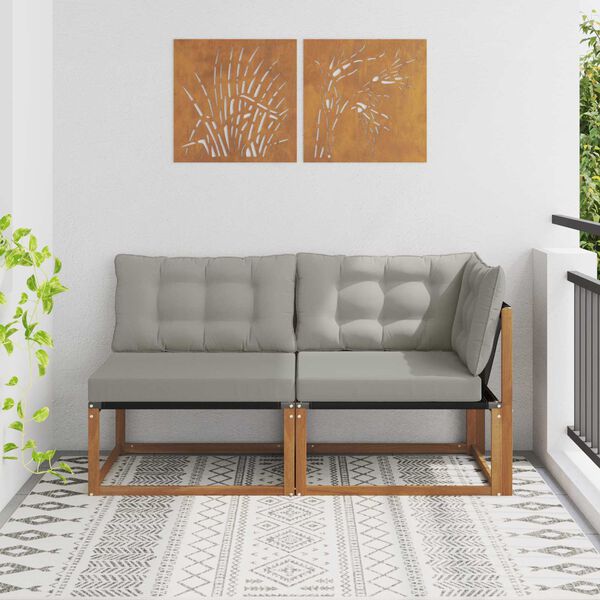 vidaXL &Uacute;tistrokkur mi&eth;- og hornsofa me&eth; p&uacute;&eth;i 2 Stykki N&aacute;tt&uacute;rulegur