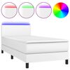 vidaXL H&oacute;lfa&eth; Springr&uacute;m me&eth; D&yacute;nu&LED Hv&iacute;tur 90x190 cm Gervile&eth;ur