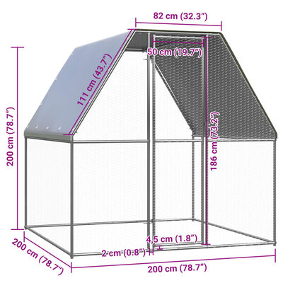 vidaXL Hænsnabúr Utanhúss 2x2x2 m Sinkhúðað stál