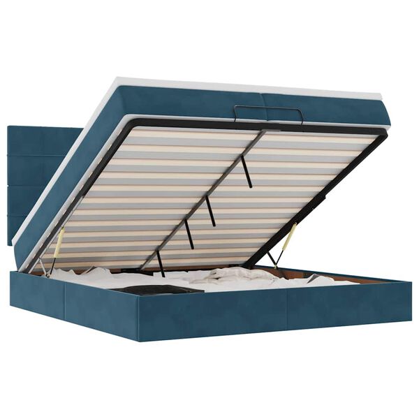 vidaXL Ottoman r&uacute;mgrind me&eth; d&yacute;num D&ouml;kkbl&aacute;r 200x200cm Flauel